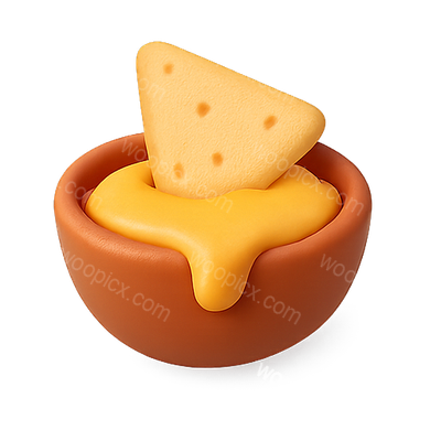 3D Render of Cheese Dip with Tortilla Chip