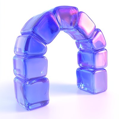 Abstract Ice Cube Arch Structure in Gradient Colors