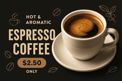 Dynamic Espresso Coffee Advertisement with Bold Typography