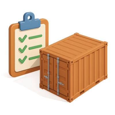 3D Checklist Next to Cargo Container Icon