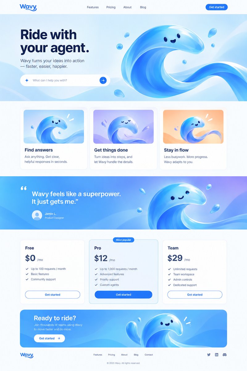 AI agent landing page design