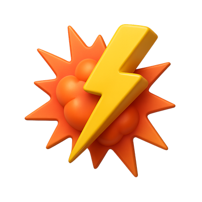 3D Lightning Bolt Icon with Explosive Effect