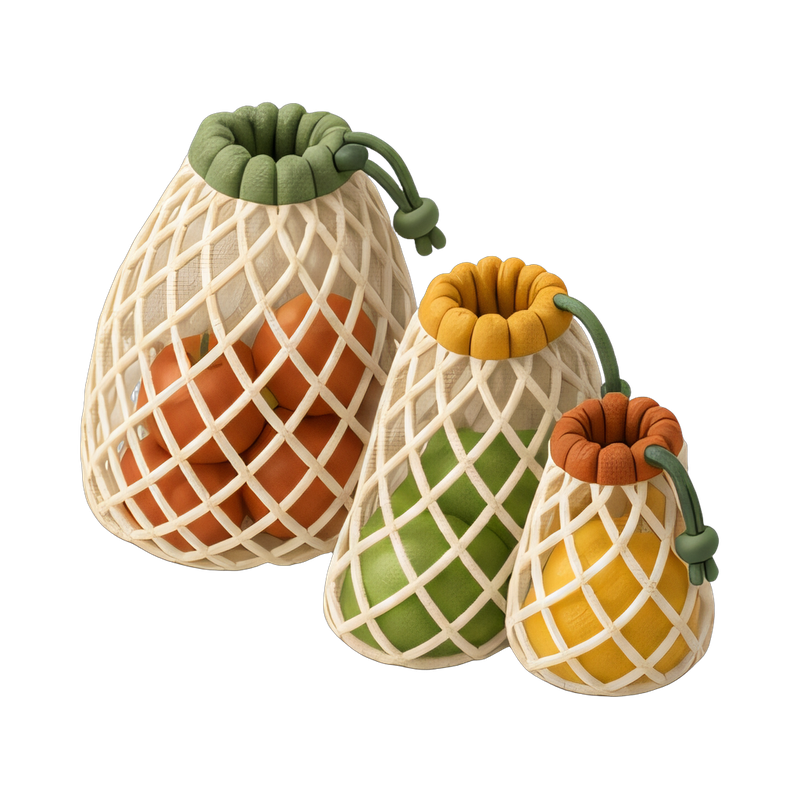 set of mesh produce bags