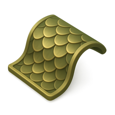 Stylized 3D Dragon Scale Icon in Isometric View