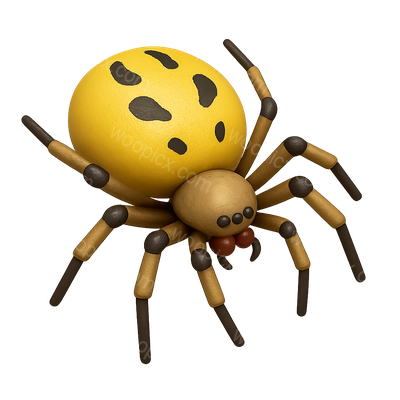 3D Render of a Cartoon Spider with Yellow Body
