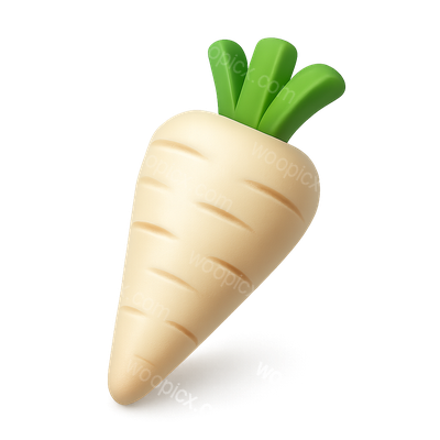 Stylish 3D Parsnip Icon with Green Tops