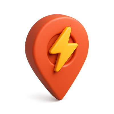 3D Lightning Location Marker Icon in Vibrant Colors