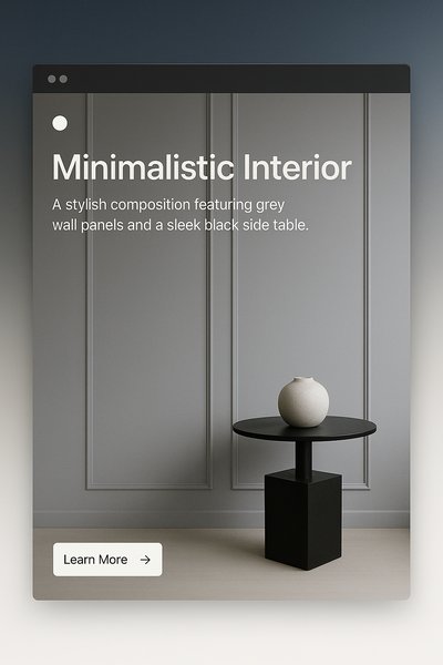 Stylish Minimalistic Interior with Grey Panels and Black Table