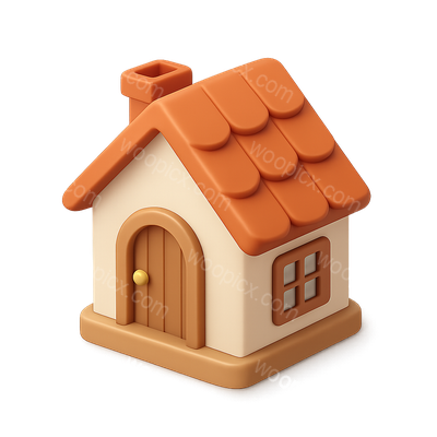 Charming 3D Cottage Icon with Isometric Design