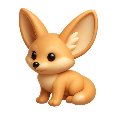 Cute 3D Fennec Fox Icon with Big Ears