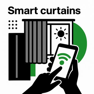 Illustration of Smart Curtains with Mobile Control