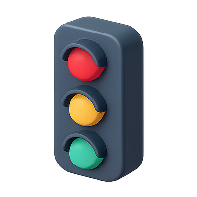 Stylized 3D Traffic Light Icon Design