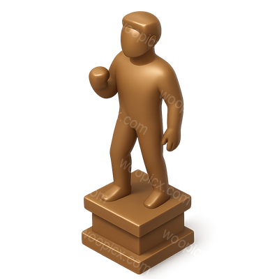 3D Bronze Statue Icon with Isometric View