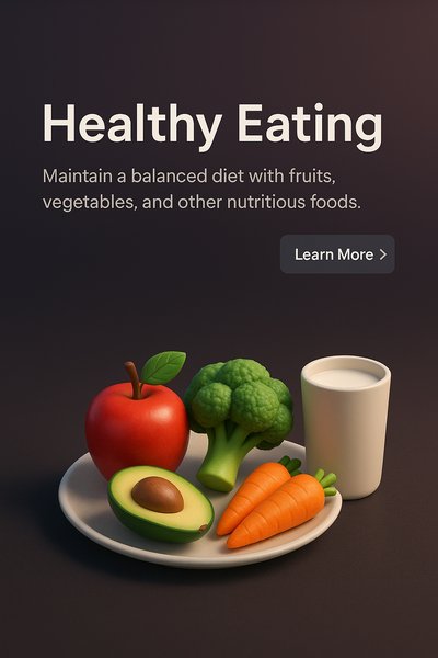 Realistic 3D Scene of Healthy Eating with Fruits and Vegetables