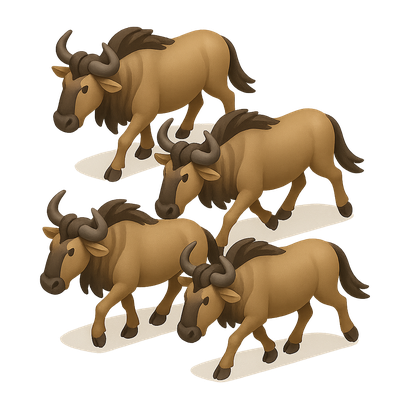 3D Icon of Wildebeest Migration in Isometric View