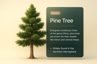 3D Illustration of a Pine Tree with Informative Block