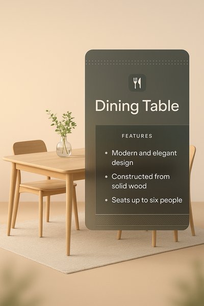 Elegant Dining Table Design with Informative Overlay