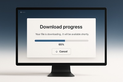 Stylish Download Progress Interface on a Monitor