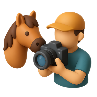 3D Icon of an Equine Photographer with Horse Head