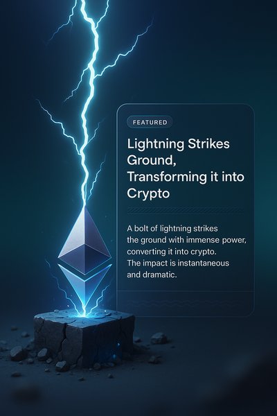 Dramatic 3D Lightning Striking Ground into Crypto Scene