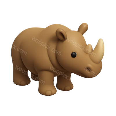 Cute Cartoon Rhinoceros Figurine Illustration