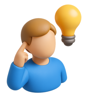 3D Light Bulb Icon Illustrating a Creative Idea