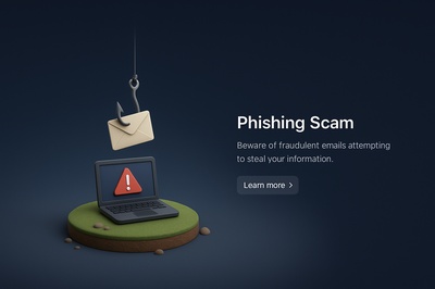 3D Illustration of Phishing Scam Awareness