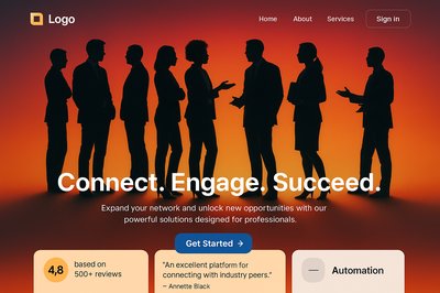 Modern Landing Page Design with Silhouettes and Call to Action