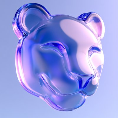 Stylized 3D Render of a Glossy Lion Head