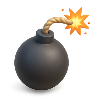 3D Bomb Icon with Spark Effect