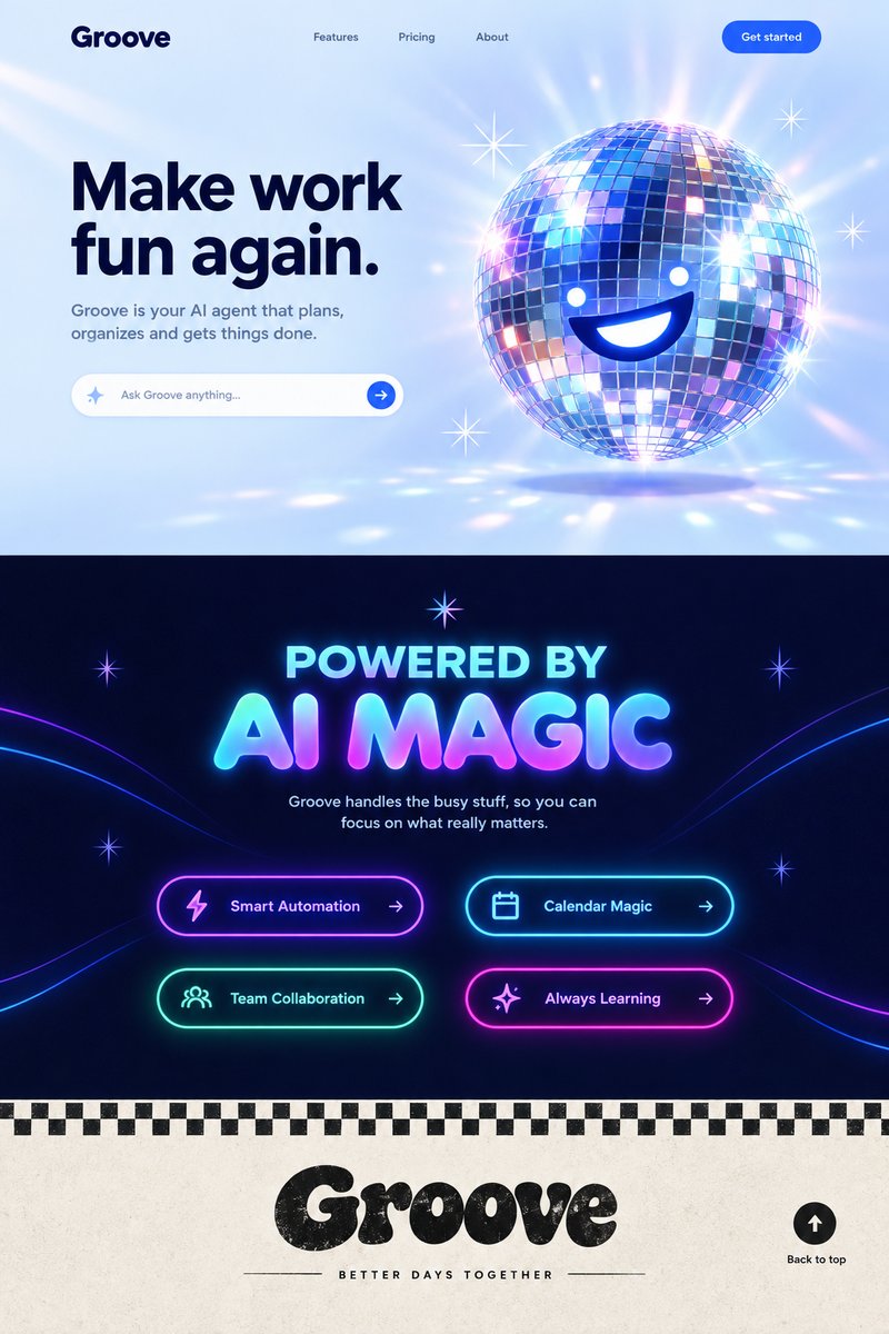 AI agent landing page design