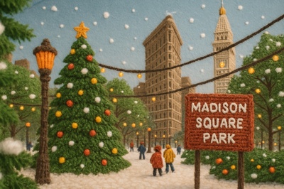 Winter Scene in Madison Square Park, New York