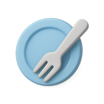 Minimalistic Plate and Fork Icon for Culinary Themes