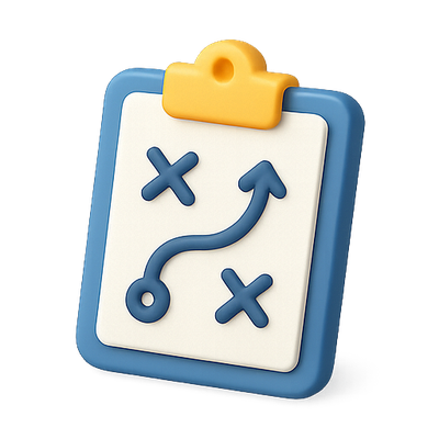3D Clipboard Icon with Strategy Markings