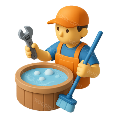 3D Icon of a Hot Tub Technician with Tools