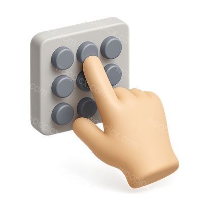 3D Button Press Icon with Hand Interaction