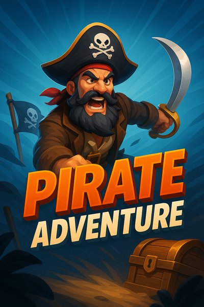 Dynamic Pirate Adventure Scene with Bold Typography