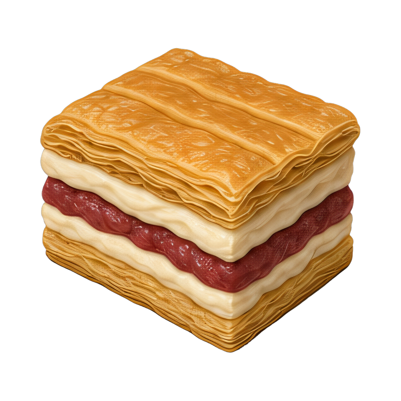 Delicious layered pastry cross-section