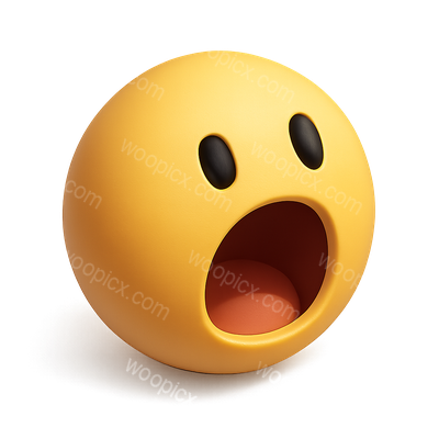 3D Face Icon with Open Mouth in Isometric View