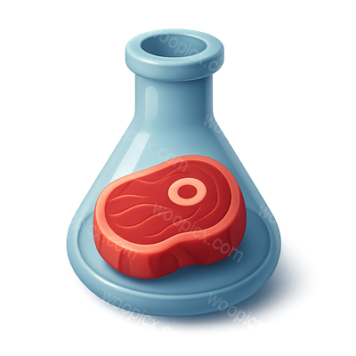 3D Icon of Lab-Grown Meat in a Flask Design