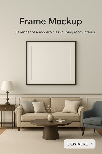 Elegant 3D Render of a Modern Classic Living Room Interior