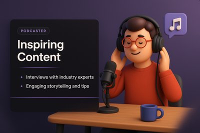 3D Visualization of a Podcaster Engaging with Content