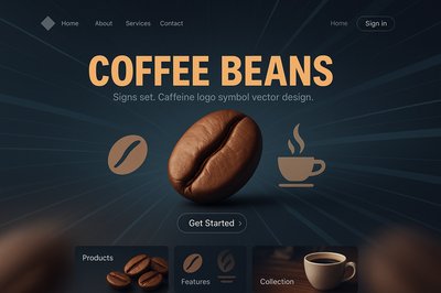 Dynamic Coffee Beans Landing Page Design with 3D Elements