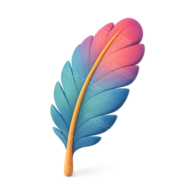 Vibrant 3D Feather Icon with Isometric Design