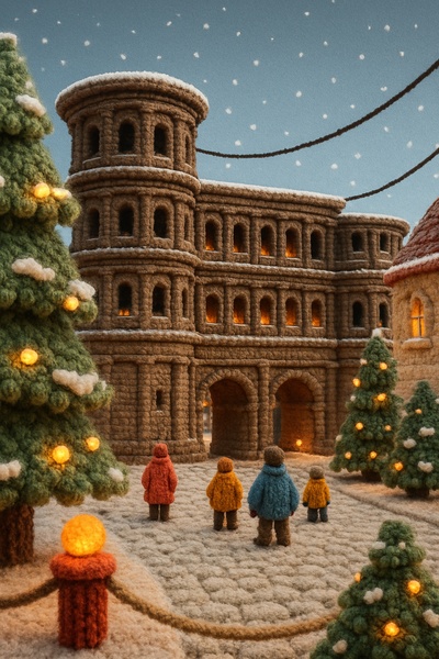 Charming Winter Scene at Porta Nigra in Trier