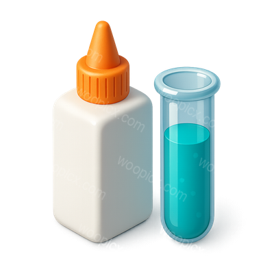 3D Icon of Glue Bottle and Test Tube with Volumetric Feel