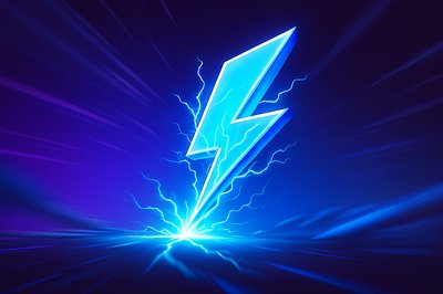 Dynamic 3D Lightning Strike Illustration with Vibrant Colors