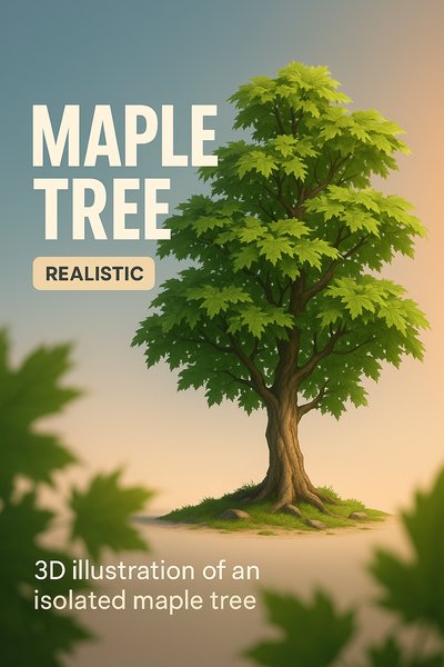 Realistic 3D Illustration of a Maple Tree