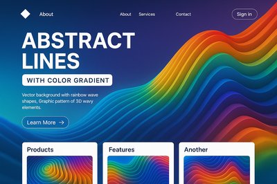Dynamic Landing Page Design with Colorful Abstract Lines
