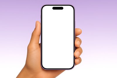 Purple Smartphone in Hand with Blank Screen